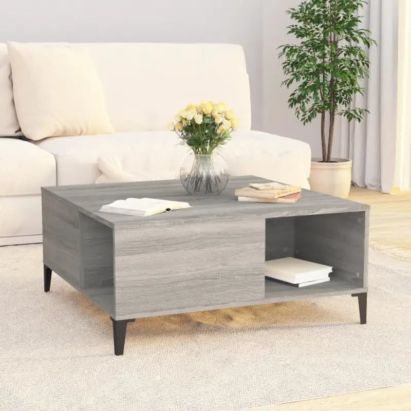 Salontafel van bewerkt hout in grijs Sonoma voor een stijlvolle kamer - Salontafels