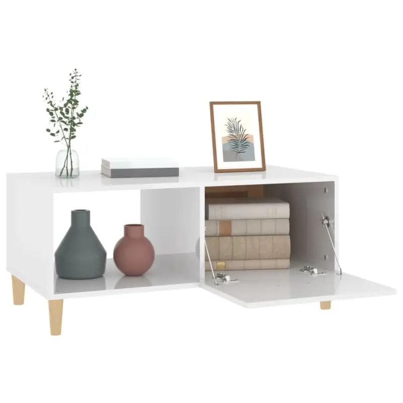Salontafel van bewerkt hout in hoogglans wit voor een stijlvolle woonkamer - Salontafels