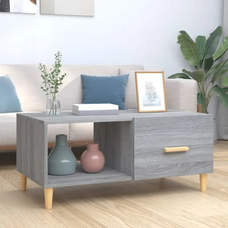 Salontafel van bewerkt hout in hoogglans wit voor een stijlvolle woonkamer - Grijs sonoma / 1 - Salontafels