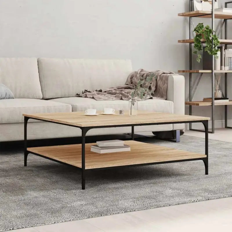 Salontafel van bewerkt hout met elegante en vochtbestendige afwerking - Sonoma eiken / 100 x 100 x 40 cm / 1