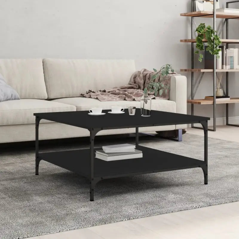 Salontafel van bewerkt hout met elegante en vochtbestendige afwerking - Zwart / 80 x 80 x 40 cm / 1 - Salontafels