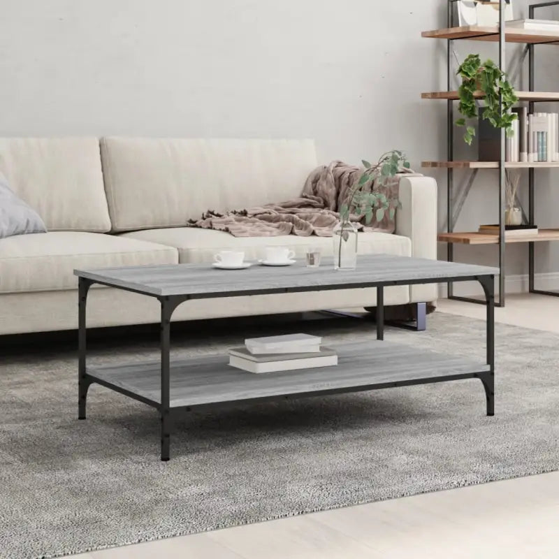 Salontafel van bewerkt hout met elegante en vochtbestendige afwerking - Grijs sonoma / 100 x 55 x 40 cm / 1