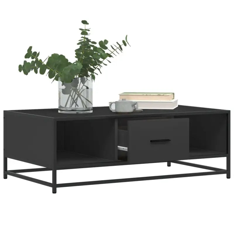 Salontafel van bewerkt hout met industrieel metalen frame - Salontafels