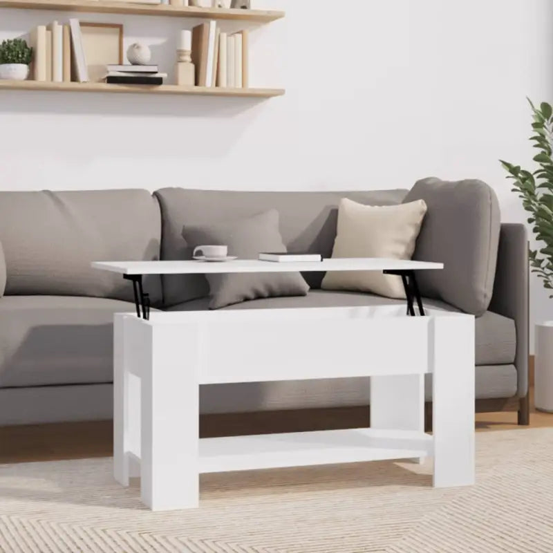Salontafel van bewerkt hout met lift-top functie voor extra veelzijdigheid - Wit / 101 x 49 x 52 cm / 1 - Salontafels