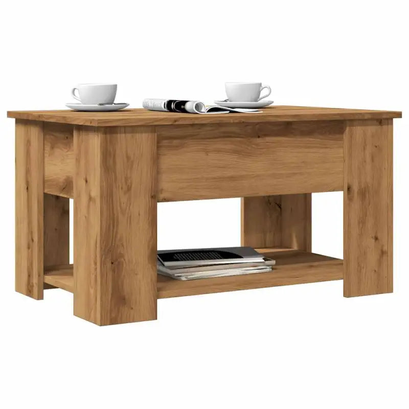 Salontafel van bewerkt hout met lift-top functie voor extra veelzijdigheid - artisanaal eikenkleurig / 79 x 49 x 42.5