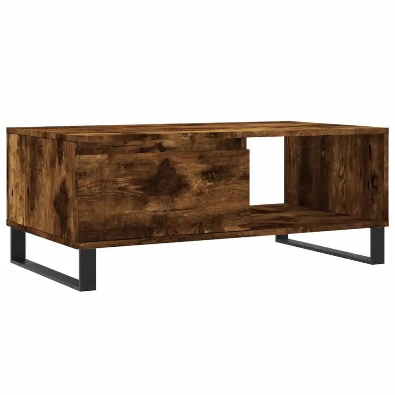 Salontafel van bewerkt hout met metalen poten voor een elegante woonkamer - Salontafels
