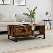 Salontafel van bewerkt hout met metalen poten voor een elegante woonkamer - Salontafels
