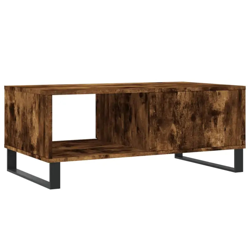 Salontafel van bewerkt hout met metalen poten voor een elegante woonkamer - Salontafels