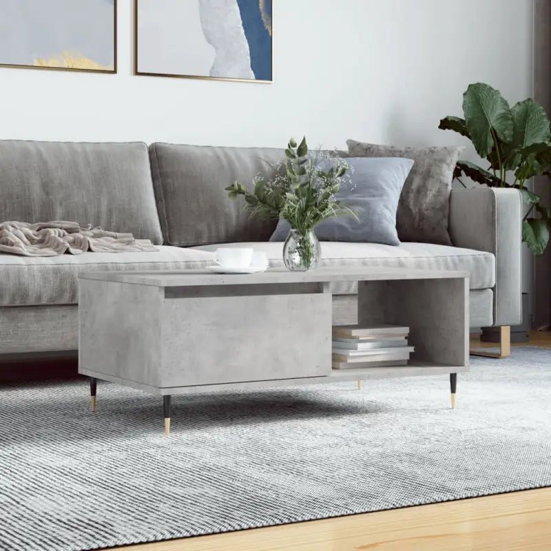 Salontafel van bewerkt hout met metalen poten voor een stijlvolle woonkamer - Betongrijs / 1 - Salontafels