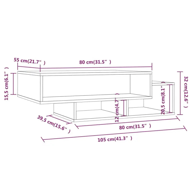 Salontafel van bewerkt hout met opbergruimte voor woonkamer en kantoor - Salontafels