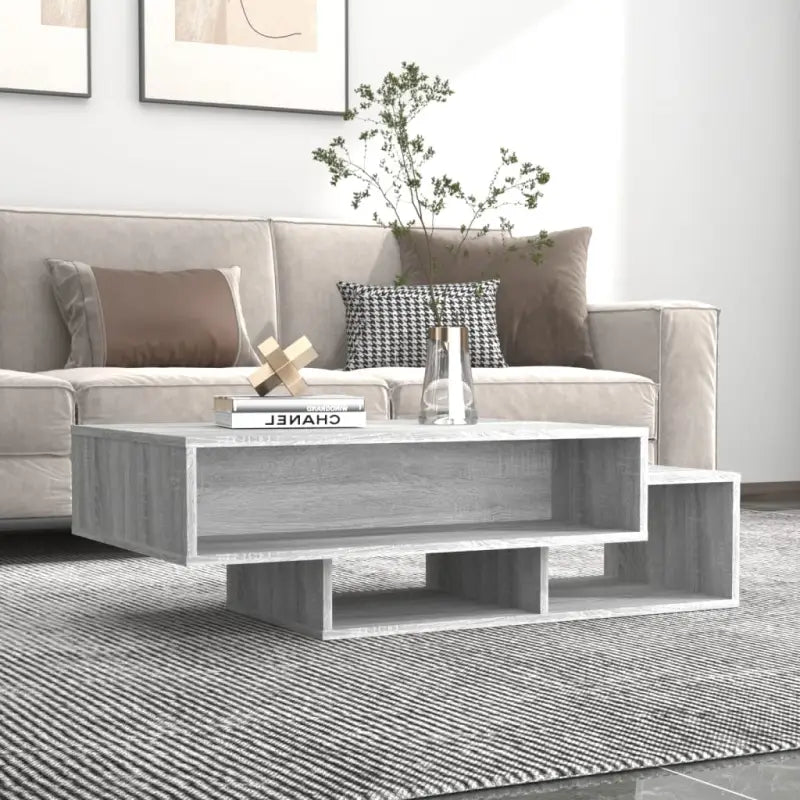 Salontafel van bewerkt hout met opbergruimte voor woonkamer en kantoor - Grijs sonoma / 1 - Salontafels