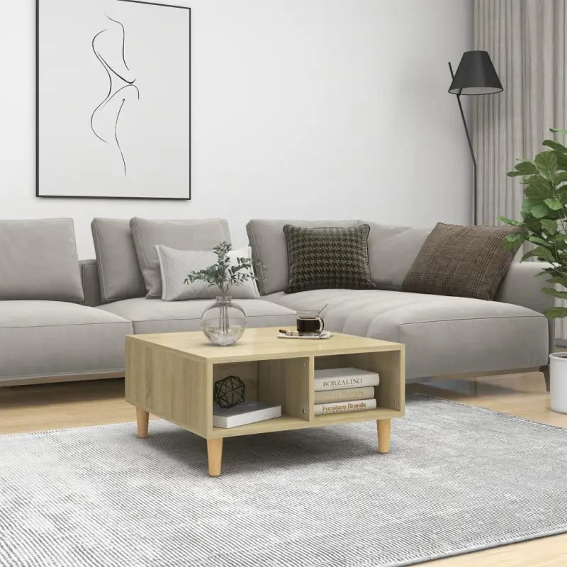 Salontafel van bewerkt hout met Scandinavische charme en opbergruimte - Sonoma eiken / 1 - Salontafels