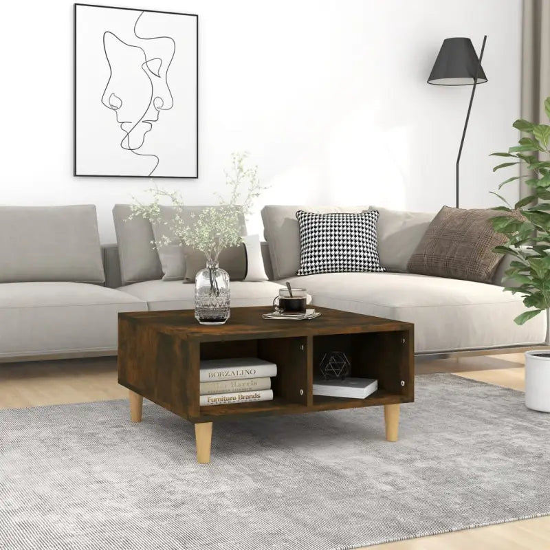 Salontafel van bewerkt hout met Scandinavische charme en opbergruimte - Gerookt eiken / 1 - Salontafels