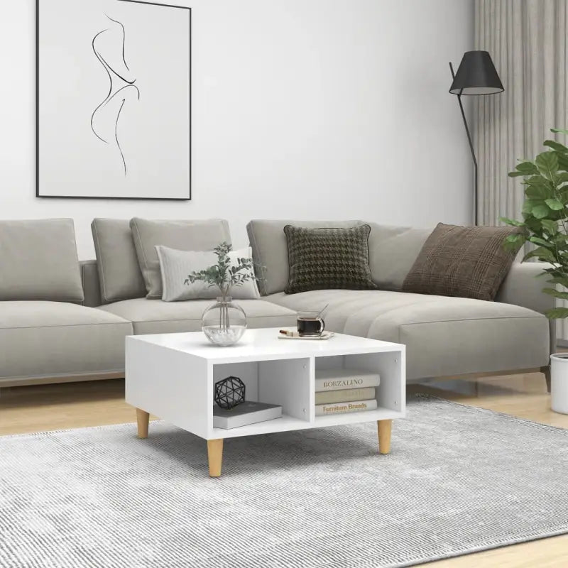 Salontafel van bewerkt hout met Scandinavische charme en opbergruimte - Wit / 1 - Salontafels