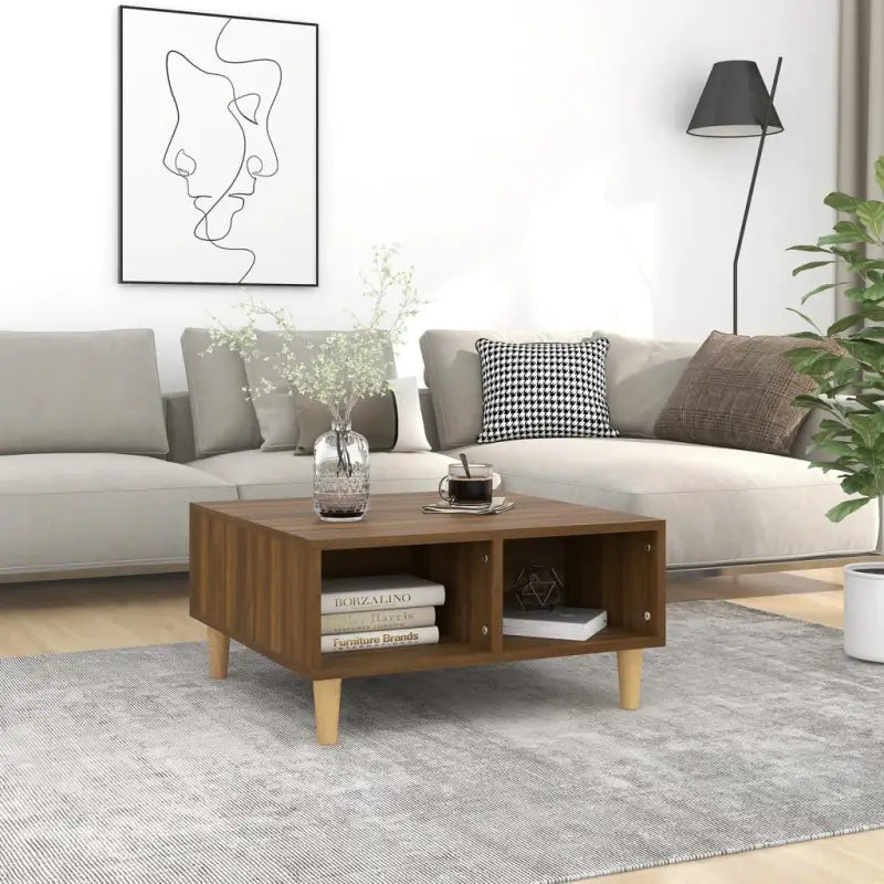Salontafel van bewerkt hout met Scandinavische charme en opbergruimte - bruin eikenkleur / 1 - Salontafels