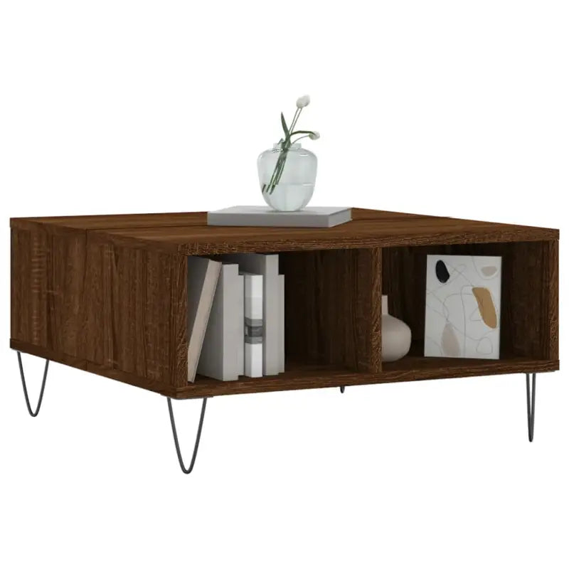 Salontafel van bewerkt hout met stevige ijzeren poten - Salontafels