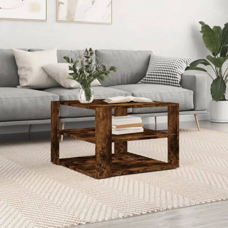 Salontafel van bewerkt hout voor een elegante woonkamer uitstraling - Gerookt eiken / 1 - Salontafels