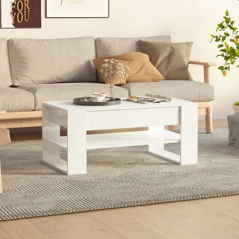 Salontafel van bewerkt hout voor een stijlvolle en duurzame woonkamer - Hoogglans wit / 1 - Salontafels
