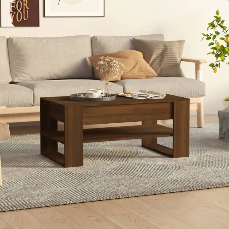 Salontafel van bewerkt hout voor een stijlvolle en duurzame woonkamer - bruin eikenkleur / 1 - Salontafels