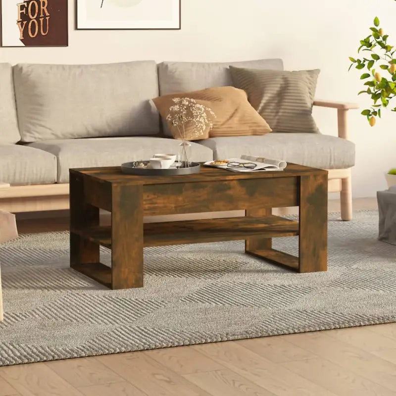 Salontafel van bewerkt hout voor een stijlvolle en duurzame woonkamer - Gerookt eiken / 1 - Salontafels