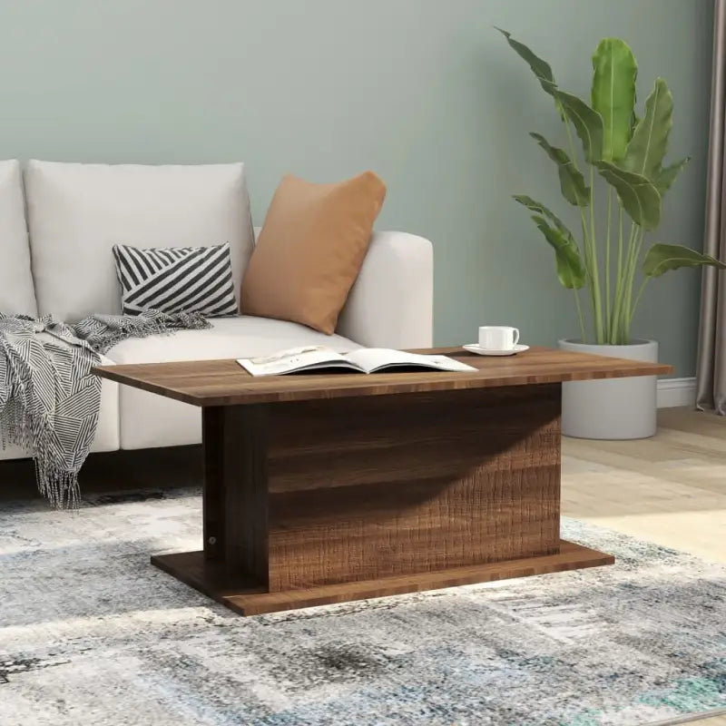 Salontafel van bewerkt hout voor een stoer en duurzame woonkamer - bruin eikenkleur / 102 x 55.5 x 40 cm / 1