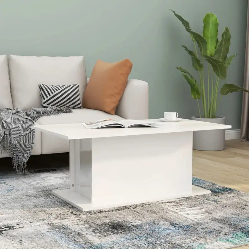 Salontafel van bewerkt hout voor een stoer en duurzame woonkamer - Hoogglans wit / 102 x 55.5 x 40 cm / 1 - Salontafels