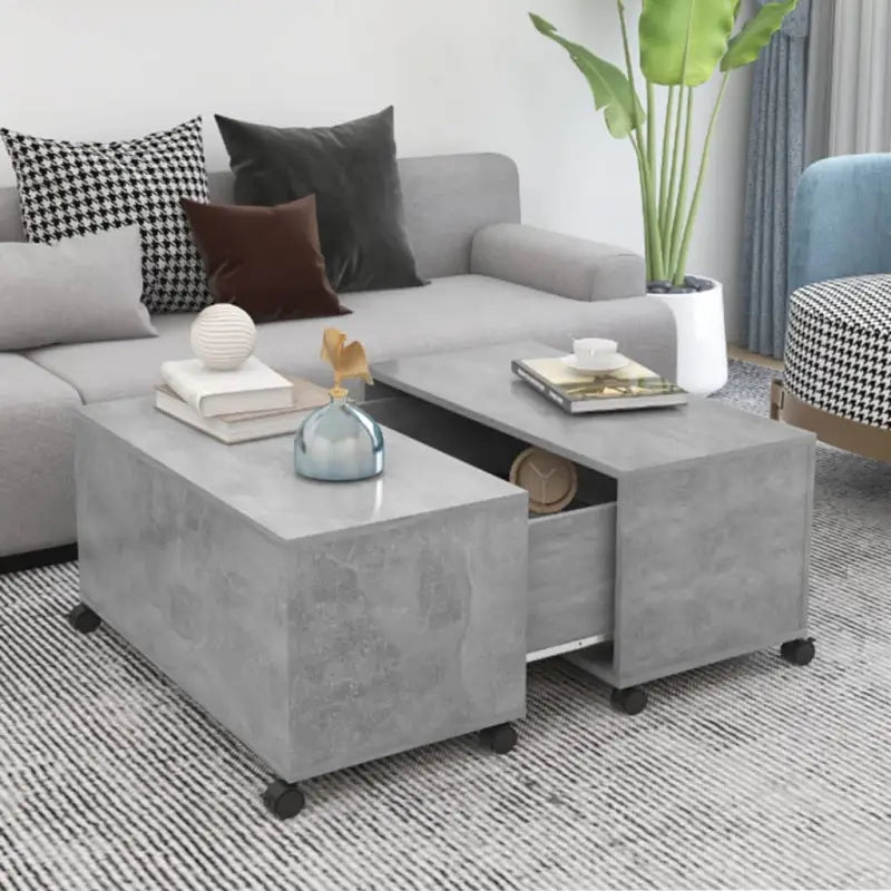 Salontafel van bewerkt hout voor een tijdloze woonstijl - Betongrijs / 1 - Salontafels