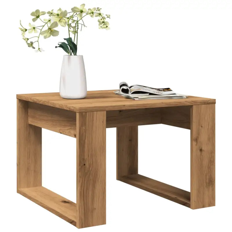 Salontafel van bewerkt hout voor stijl en functionaliteit in je woonkamer - artisanaal eikenkleurig / 50 x 50 cm / 1