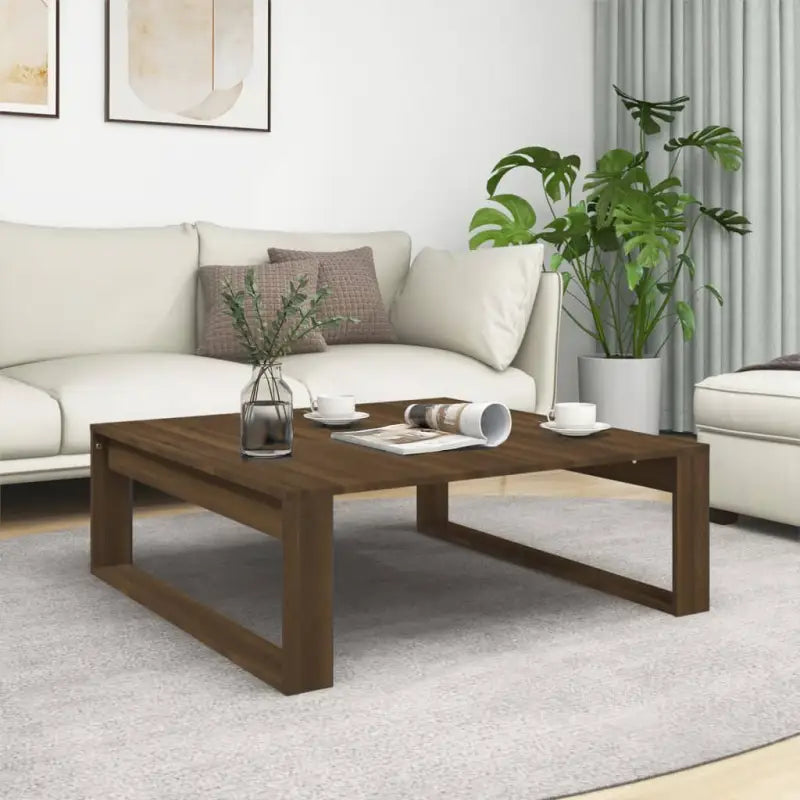 Salontafel van bewerkt hout voor stijl en functionaliteit in je woonkamer - bruin eikenkleur / 100 x 100 cm / 1