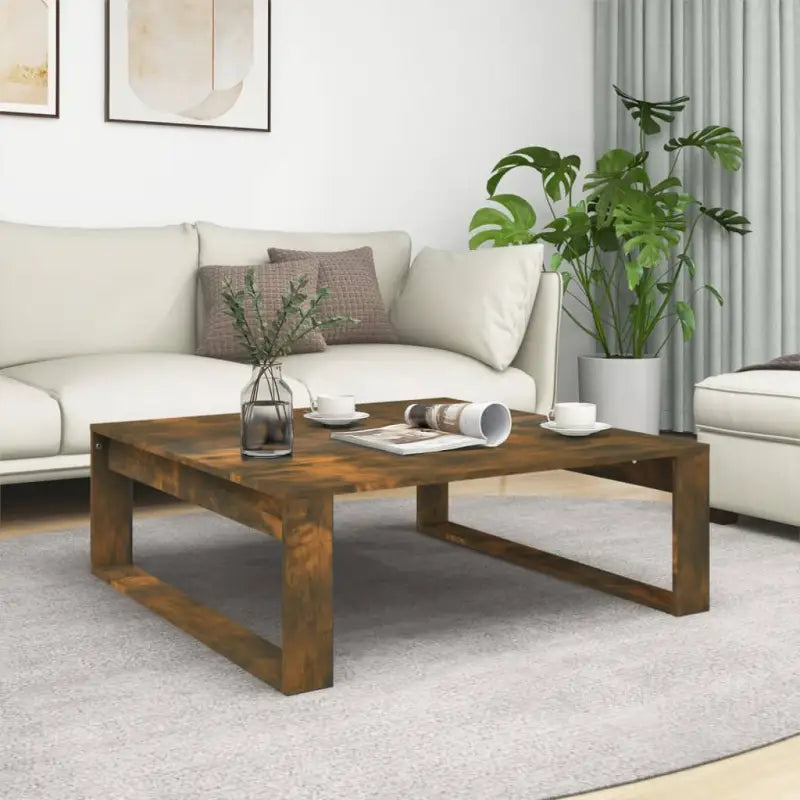 Salontafel van bewerkt hout voor stijl en functionaliteit in je woonkamer - Gerookt eiken / 100 x 100 cm / 1