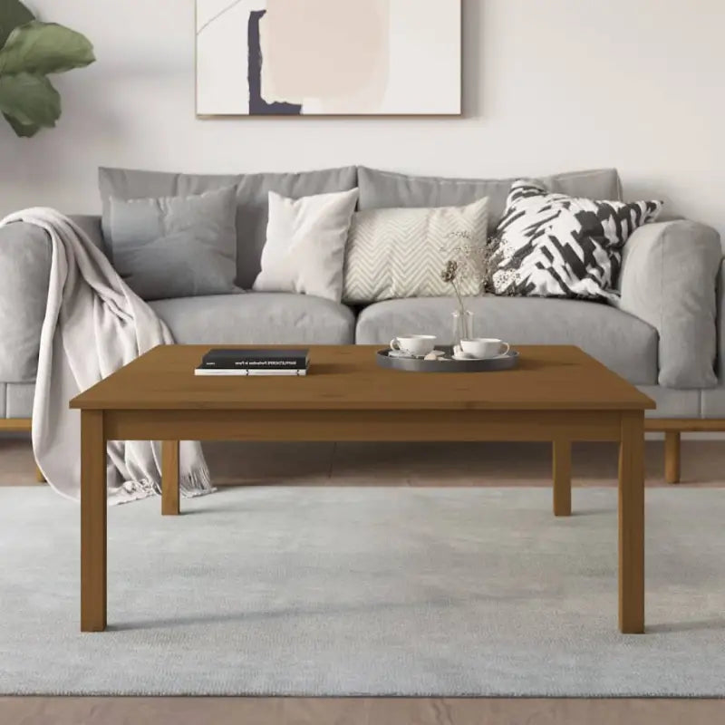 Salontafel van massief grenenhout met rustieke uitstraling - Honingbruin / 100 x 100 x 40 cm / 1 - Salontafels