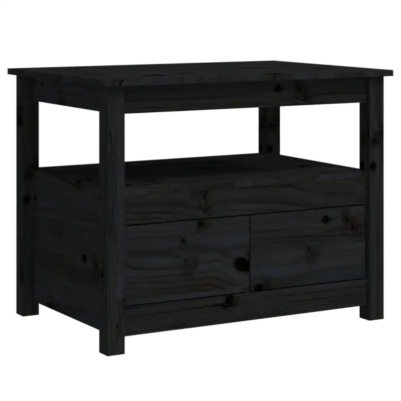 Salontafel van massief grenenhout voor extra opbergruimte - Zwart / 1 - Salontafels