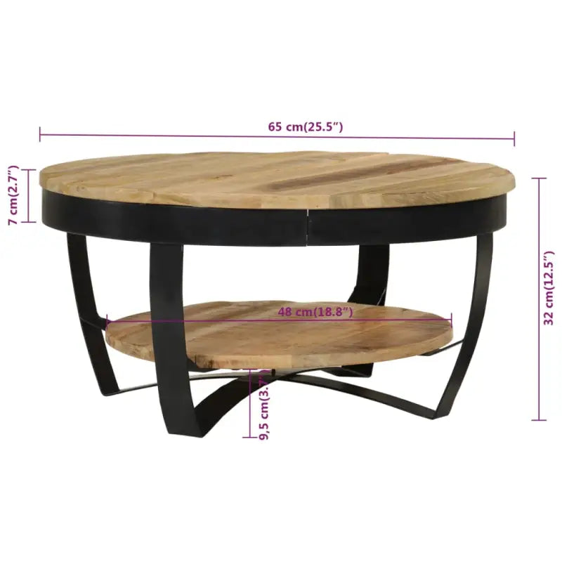 Salontafel van massief ruw mangohout in industriële stijl - Salontafels