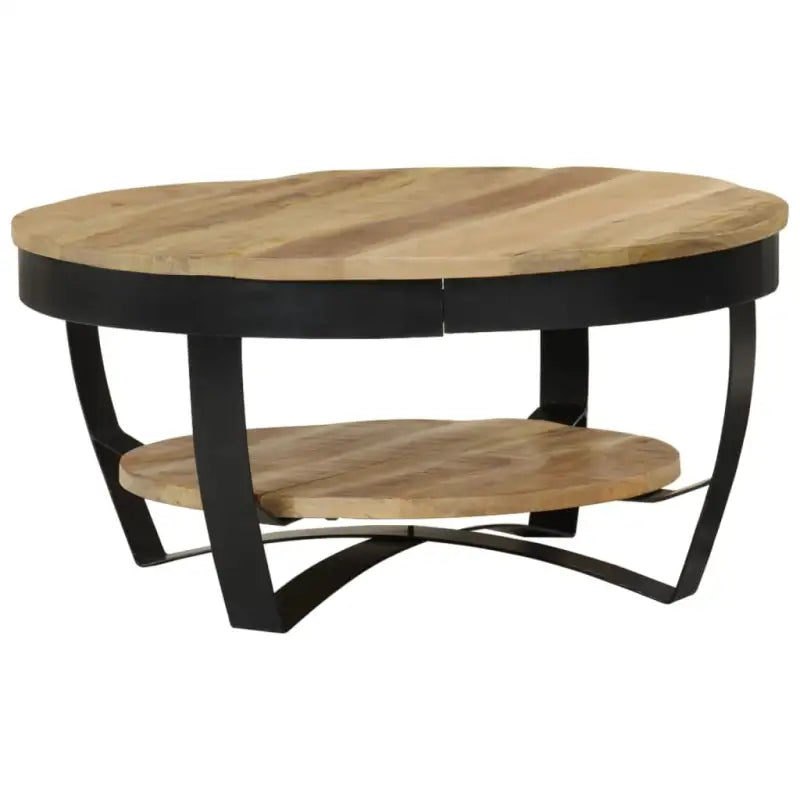 Salontafel van massief ruw mangohout in industriële stijl - Salontafels