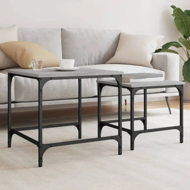 Salontafels met bewerkt hout en metalen frame voor kleine ruimtes - Grijs sonoma / 2 - Salontafels