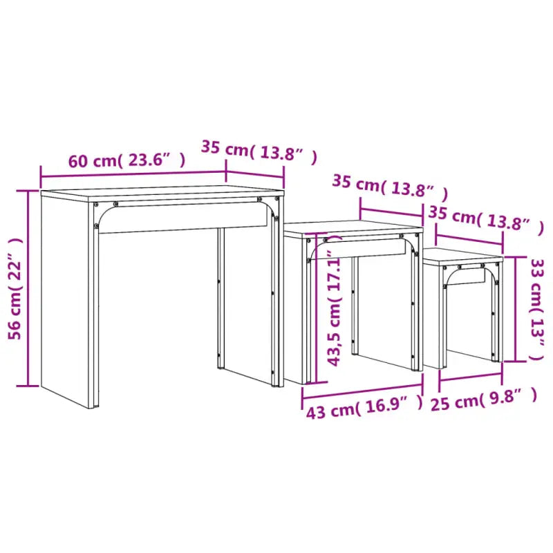 Salontafelset met bewerkt hout en metalen frame voor kleine ruimtes - Salontafels
