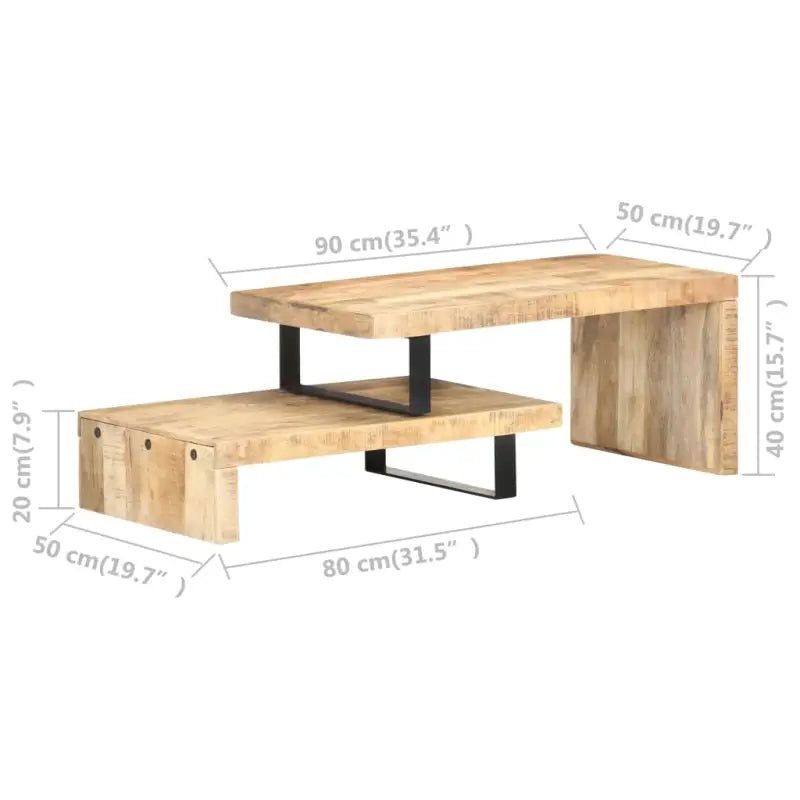 Salontafelset van massief mangohout voor een klassieke woonkamer uitstraling - Salontafels