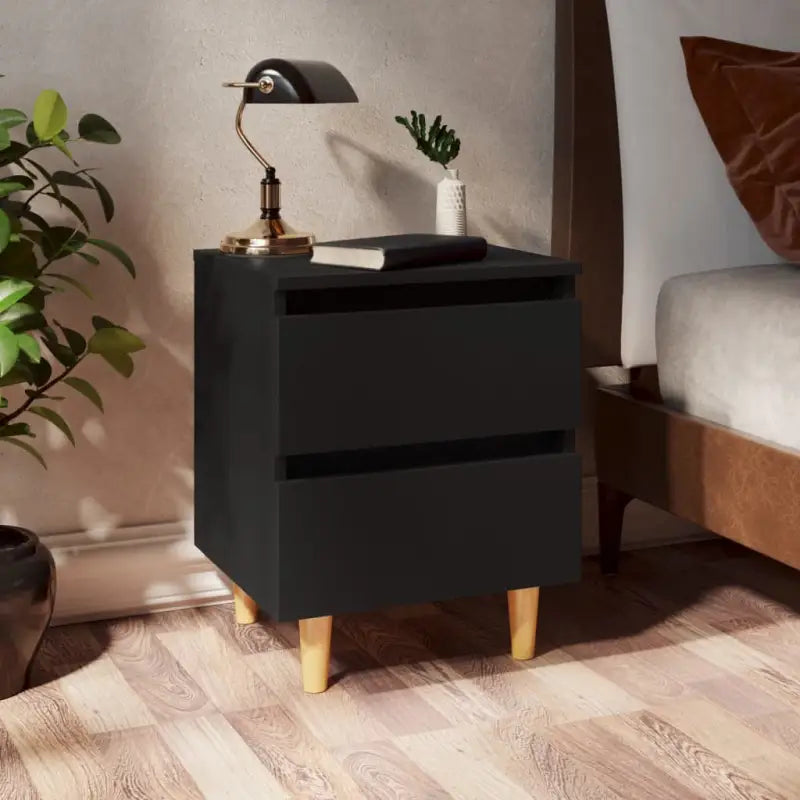 Scandinavisch nachtkastje met grenenhouten poten voor een chique interieur - Zwart / 1 - Nachtkastjes