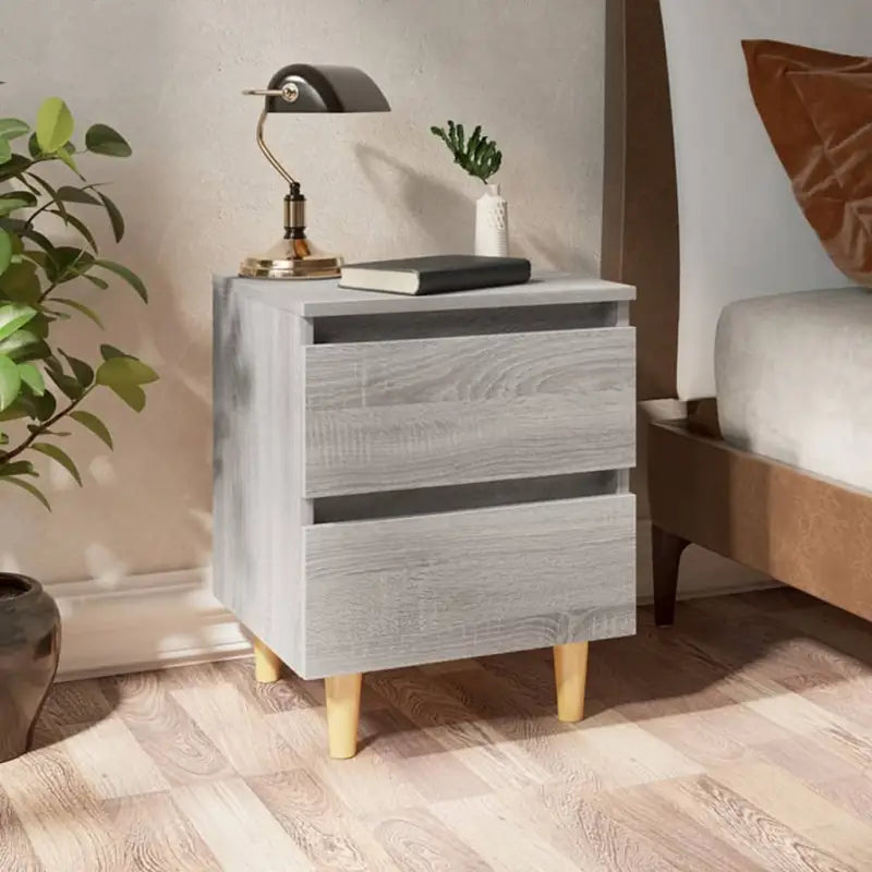 Scandinavisch nachtkastje met grenenhouten poten voor een chique interieur - Grijs sonoma / 2 - Nachtkastjes