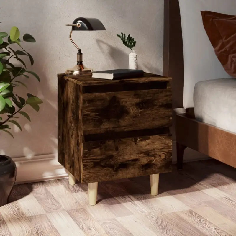 Scandinavisch nachtkastje met grenenhouten poten voor een chique interieur - Gerookt eiken / 1 - Nachtkastjes