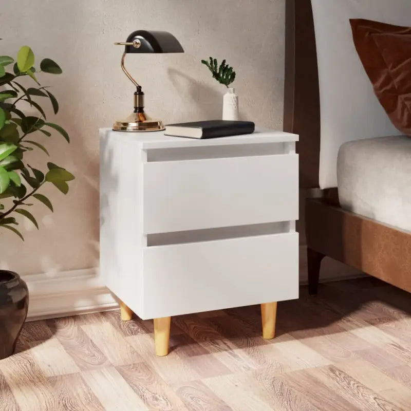 Scandinavisch nachtkastje met grenenhouten poten voor een chique interieur - Wit / 2 - Nachtkastjes
