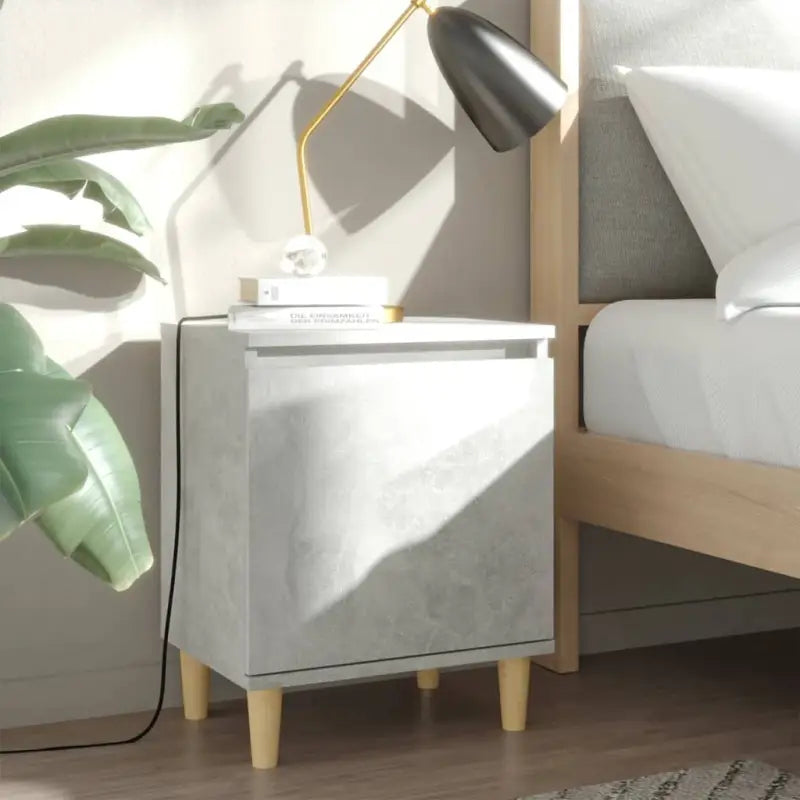 Scandinavisch nachtkastje met houten poten en omkeerbare opening - Betongrijs / 1 - Nachtkastjes