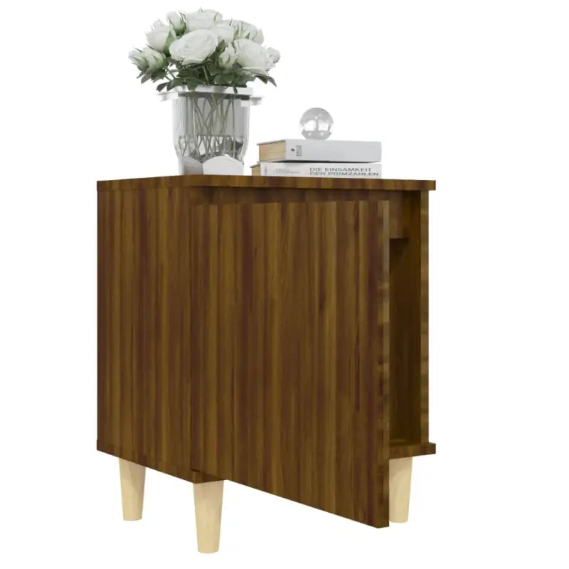 Scandinavisch nachtkastje met houten poten en omkeerbare opening - Nachtkastjes