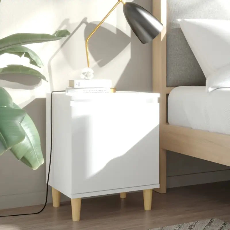 Scandinavisch nachtkastje met houten poten en omkeerbare opening - Wit / 1 - Nachtkastjes