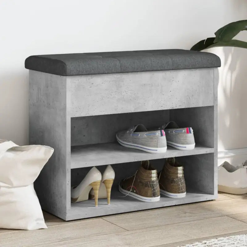 Schoenenbank van bewerkt hout voor schoenen overzichtelijk en stabiel - Betongrijs - Opberg- & halbankjes