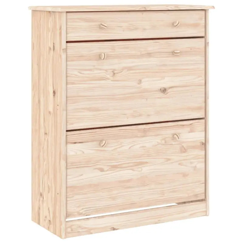 Schoenenrek van massief grenenhout met houten knoppen en ruime afmetingen - Schoenenrekken