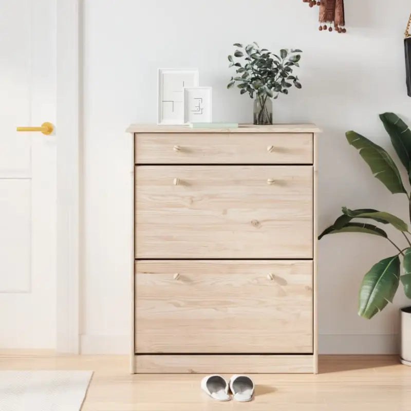 Schoenenrek van massief grenenhout met houten knoppen en ruime afmetingen - Naturel / 1 - Schoenenrekken