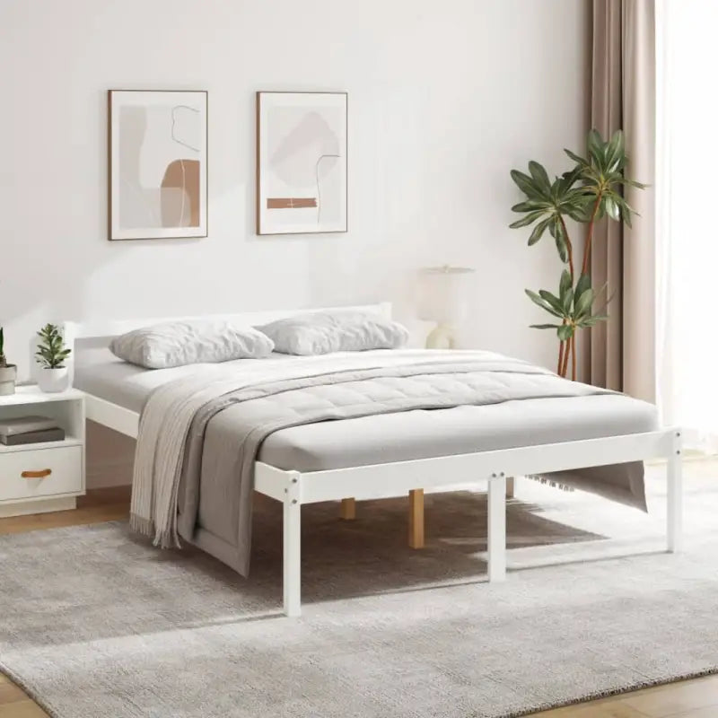 Seniorenbed van massief grenenhout met levering bevat - Wit / 160 x 200 cm - Bedden & bedframes