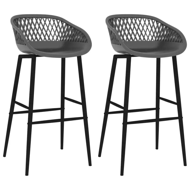 Set van 2 barstoelen met lage rugleuning voor in de keuken - Grijs en zwart / 2 - Barkrukken