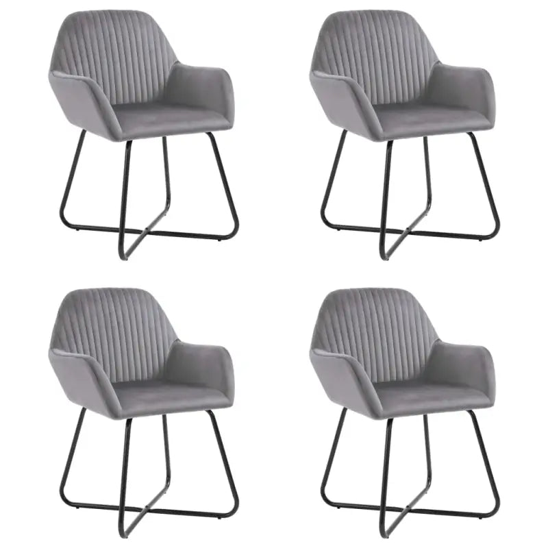 Set van 2 eetkamerstoelen met gepoedercoat stalen poten en fluweel - Grijs / 4 - Eetkamerstoelen